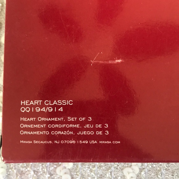 Mikasa Heart Classic 3 heart Christmas ornaments - Picture 3 of 10
